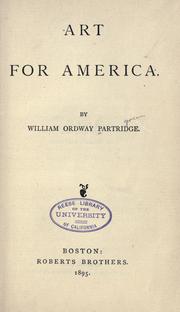 Front cover of Art for America by William Ordway Partridge