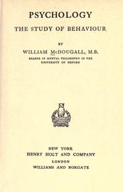 Front cover of Psychology, the study of behaviour by McDougall, William