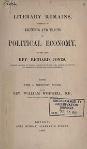 Front cover of Literary remains by Jones, Richard