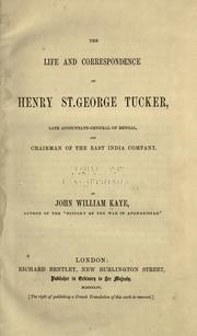Cover of The life and correspondence of Henry St. George Tucker by John William Kaye