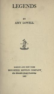Cover of Legends by Amy Lowell
