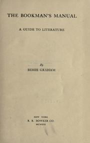 Cover of The bookman's manual, a guide to literature by Bessie Graham