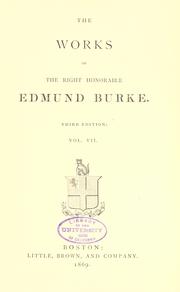 Front cover of The works of the Right Honourable Edmund Burke by Edmund Burke