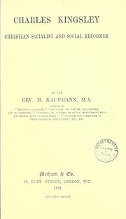 Front cover of Charles Kingsley, Christian socialist and social reformer by Moritz Kaufmann