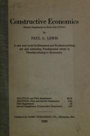 Cover of Constructive economics (second supplement to book solution) by Paul Gustav Lewis