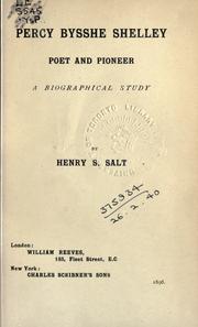 Front cover of Percy Bysshe Shelley, poet and pioneer by Henry Stephens Salt