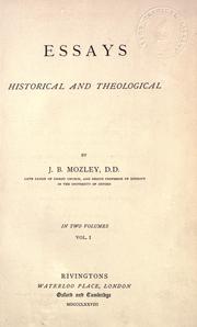 Cover of Essays, historical and theological by J. B. Mozley