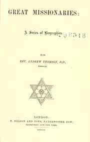 Cover of Great Missionaries by Andrew Thomson