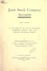 Front cover of Joint stock company accounts by David Hoskins