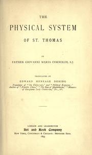 Front cover of The physical system of St. Thomas by Giovanni Maria Cornoldi