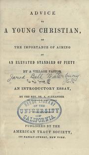 Front cover of Advice to a young Christian, on the importance of aiming at an elevated standard of piety by J. B. Waterbury