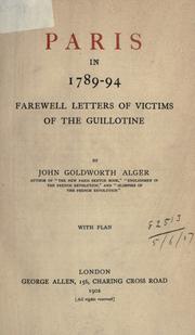 Front cover of Paris in 1789-94 by John Goldworth Alger