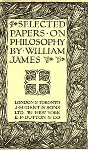 Cover of Selected papers on philosophy by William James