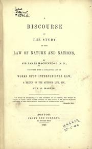 Cover of A discourse on the study of the law of nature and nations, [etc.] by Mackintosh, James Sir
