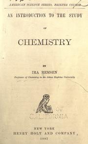 Cover of An introduction to the study of chemistry by Ira Remsen