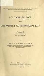 Front cover of Political science and comparative constitutional law by John William Burgess