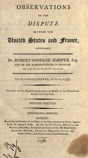 Front cover of Observations on the dispute between the United States and France by Robert Goodloe Harper