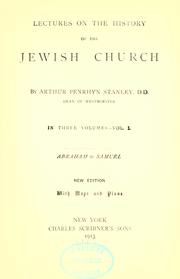 Cover of Lectures on the history of the Jewish church by Arthur Penrhyn Stanley