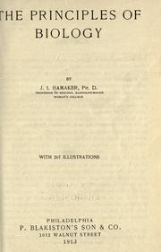 Front cover of The principles of biology by J. I. Hamaker