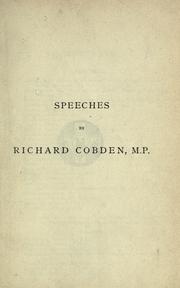 Front cover of Speeches on questions of public policy by Richard Cobden