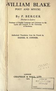 Front cover of William Blake, mysticisme et poésie by P. Berger