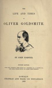 Cover of The life and times of Oliver Goldsmith by Forster, John