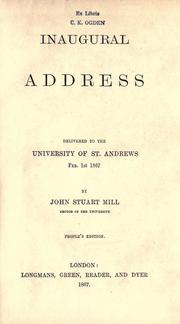 Cover of Inaugural Address by John Stuart Mill