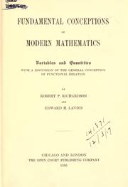 Front cover of Fundamental conceptions of modern mathematics by Robert Porterfield Richardson