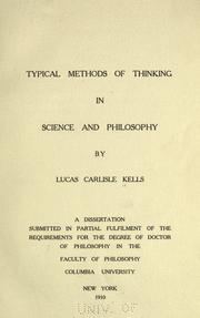 Front cover of Typical methods of thinking in science and philosophy by Lucas Carlisle Kells