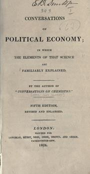 Cover of Conversations on political economy by Jane Haldimand Marcet