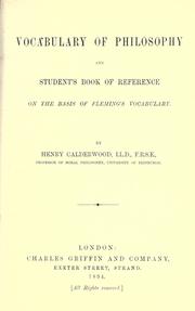 Cover of Vocabulary of philosophy and student's book of reference by Calderwood, Henry