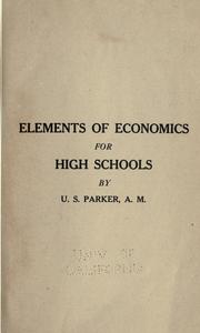 Front cover of Elements of economics for high schools by Ulysses Simpson Parker