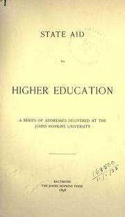 Cover of State aid to higher education by Johns Hopkins University.