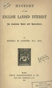 Cover of History of the English landed interest by Russell Montague Garnier