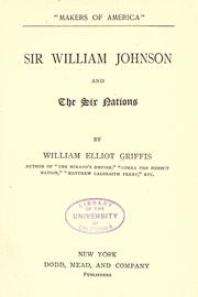 Cover of Sir William Johnson and the six nations by William Elliot Griffis
