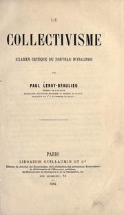 Cover of Le collectivisme by Paul Leroy-Beaulieu