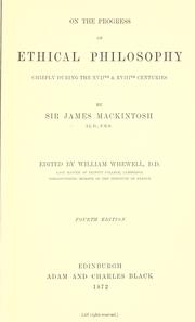 Cover of On the progress of ethical philosophy, chiefly during the XVIIth & XVIIIth centuries by Mackintosh, James Sir