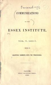 Front cover of Proceedings by Essex Institute, Salem, Mass.