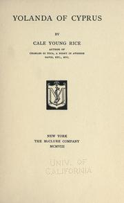 Front cover of Yolanda of Cyprus by Cale Young Rice