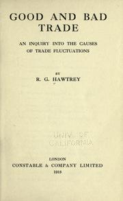 Front cover of Good and bad trade by Ralph G. Hawtrey