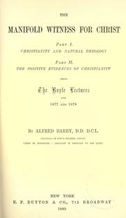Front cover of Manifold witness for Christ by Barry, Alfred