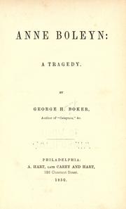 Front cover of Anne Boleyn, a tragedy by George H. Boker