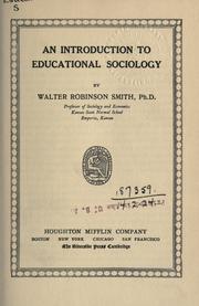 Front cover of An introduction to educational sociology by Smith, Walter Robinson