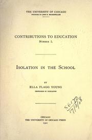 Cover of Isolation in the school by Ella Flagg Young