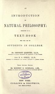 Cover of An introdution to natural philosophy by Denison Olmsted