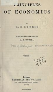 Cover of Principles of economics by N. G. Pierson