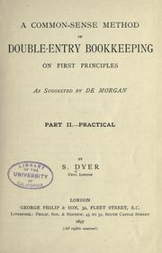 Front cover of A common-sense method of double-entry bookkeeping on first principles by S. Dyer