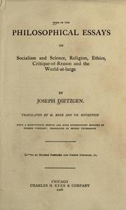 Cover of Some of the philosophical essays on socialism and science by Joseph Dietzgen