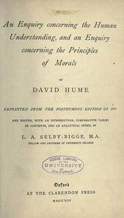 Front cover of An enquiry concerning the human understanding by David Hume