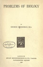 Front cover of Problems of biology by George Sandeman